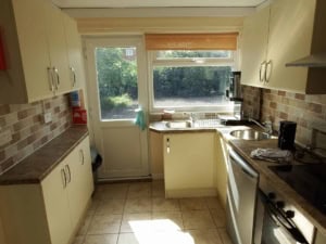 Modern kitchen at Baumber Village Hall, equipped for community events and gatherings.